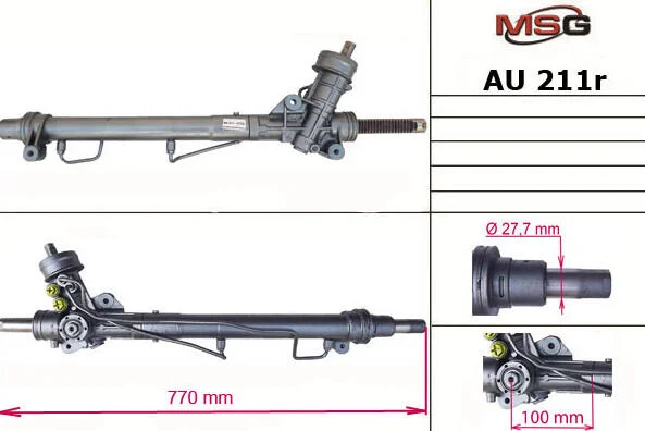 <strong>Рульова рейка з ГУР відновлена VW Passat B5 96-05, Skoda Superb 01-08 MSG AU211R (фото 1)</strong>