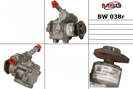 Насос ГУР відновлений BMW X1 E84 09-15, BMW 1 E81-88 04-11, BMW 3 E90-93 05-12 для BMW MSG BW038R фото товару