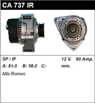 <strong>Генератор відновлений Alfa Romeo 155 92-97 MSG CA737IR (фото 1)</strong>