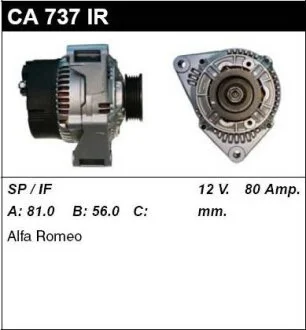 Генератор відновлений Alfa Romeo 155 92-97 для MSG CA737IR фото товару