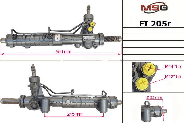 <strong>Рульова рейка з ГУР відновлена Fiat Doblo 00-09 MSG FI 205R (фото 1)</strong>