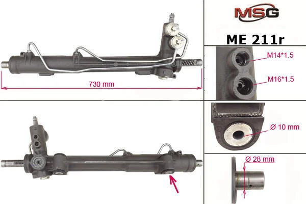 <strong>Рульова рейка з ГУР відновлена Mercedes-Benz ML W163 98-05 MSG ME211R (фото 1)</strong>