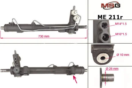 Рульова рейка з ГУР відновлена Mercedes-Benz ML W163 98-05 для Mercedes MSG ME211R фото товара