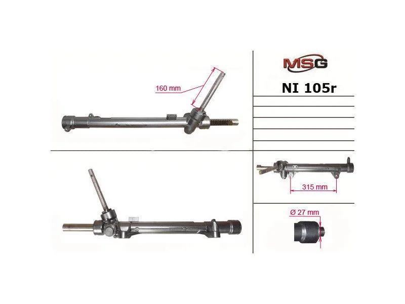 <strong>Рульова рейка без ГУР відновлена Nissan X-Trail T31 07-14, Nissan Qashqai 07-14 MSG NI 105R (фото 1)</strong>
