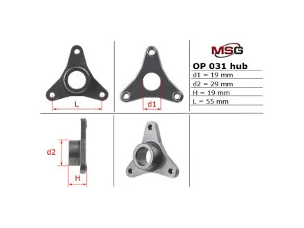 Флянець насосу Г/П Opel Movano 00- Renault Trafic 01- для Nissan, Renault, Opel MSG OP 031HUB фото товару