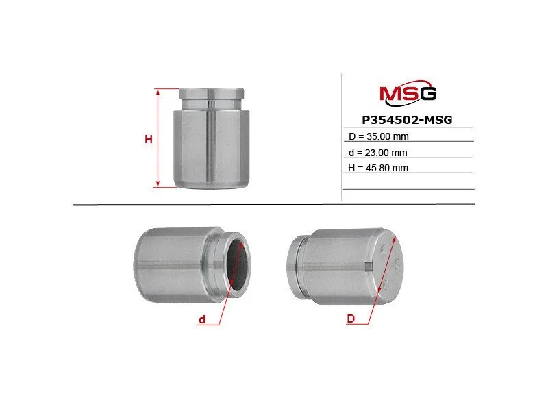 <strong>Поршень гальмівного супорта PEUGEOT 4008 12-17; NISSAN Qashqai 07-14; MITSUBISHI Lancer X 07-; CITROEN C4 AirCross 12-17; JEEP Compass 06-16; SUBARU Impreza 92-01; DODGE Caliber 06-12; CHRYSLER Sebring 06-10; LANCIA Lybra 99-05 MSG P354502-MSG (фото 1)</strong>