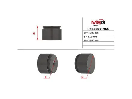 Поршень передн. гальмівного супорта (Brembo Ø46x32) VW Touareg 06-10 /Subaru Impreza 01- /LandRover Range Rover 05-13 для Land Rover, Volkswagen, Mercedes, Subaru MSG P463201-MSG фото товару