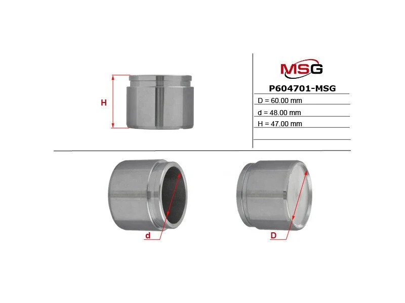 <strong>Поршень перед. гальмівного супорта (Akebono 60x48) Nissan Qashqai 07-, X-Trail 07-13 MSG P604701-MSG (фото 1)</strong>
