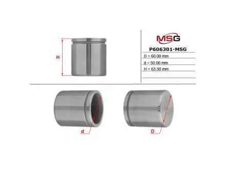 Поршень гальмівного супорту MERCEDES-BENZ Vario 96-13; IVECO EuroCargo I-III 91-15 для Mercedes, Mitsubishi MSG P606301-MSG фото товару