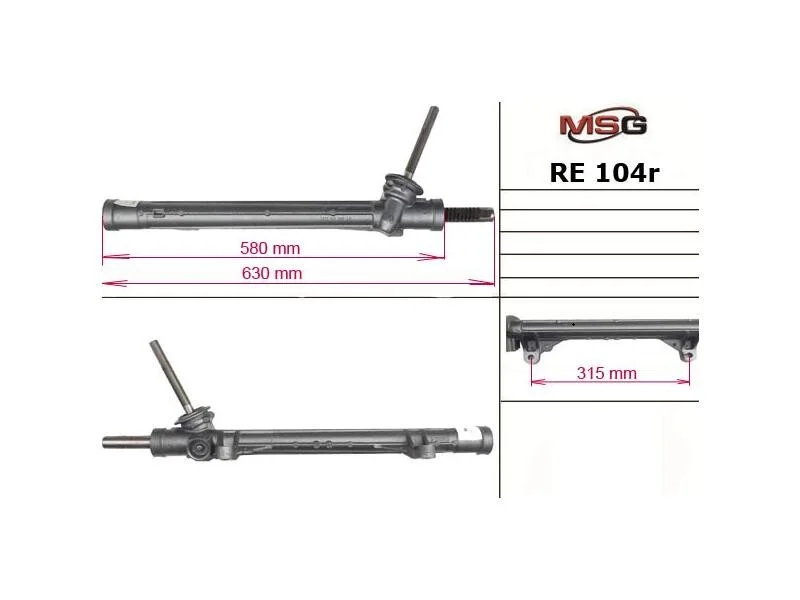 <strong>Рульова рейка без ГУР відновлена Renault Kangoo 97-07, Renault Megane II 03-09, Mercedes-Benz Citan 12-21 MSG RE 104R (фото 1)</strong>