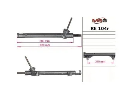 Рульова рейка без ГУР відновлена Renault Kangoo 97-07, Renault Megane II 03-09, Mercedes-Benz Citan 12-21 для Renault MSG RE 104R фото товару