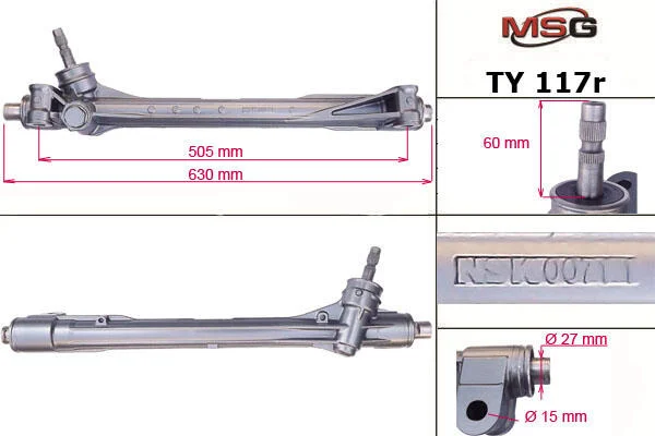 <strong>Рульова рейка без ГУР відновлена Toyota RAV4 HYBRID 15-18, Toyota RAV4 13-18, Lexus NX 14-21 MSG TY117R (фото 1)</strong>