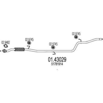 Проміжна труба вихлопної системи MTS 01.43029 фото товару