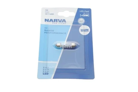 Лампа світлодіодна LED FESTOON С5W Range Performance 0,6W SV8.5 (38мм) (вир-во Narva) для NARVA 181714000 фото товару