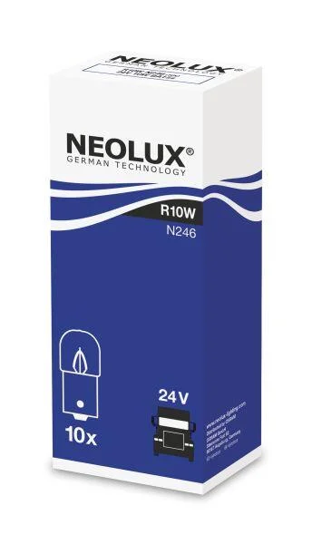 <strong>Лампочка допоміжна, 10шт, R10W, 24В, max. 10Вт, тип гнізда BA15S NEOLUX NLX246K10SZT (фото 1)</strong>