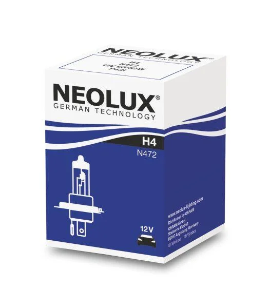 <strong>Лампочка галоген H4 (10 шт, 12 В, 60/55 Вт, тип гнізда: P43T) NEOLUX NLX472 (фото 1)</strong>