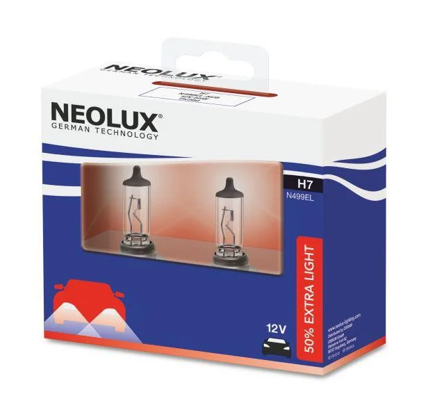 <strong>Лампочка Extra Light + 50% галоген H7 (10 шт, 12 В, 55 Вт, тип гнізда: PX26D) NEOLUX NLX499ELSCB (фото 1)</strong>