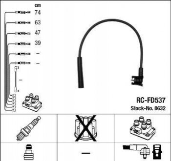 Комплект ізольованих проводів для свічок запалення RC-FD537 NGK 0632