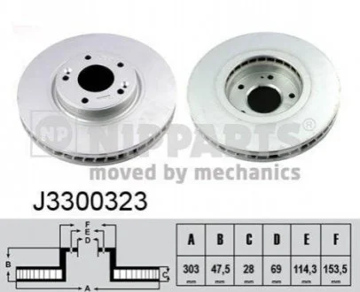 Гальмівний диск для KIA NIPPARTS J3300323 фото товару