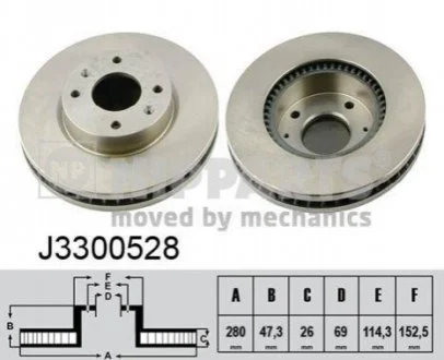 Гальмівний диск для Hyundai, KIA NIPPARTS J3300528 фото товару