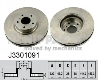 Гальмівний диск для Nissan, Infiniti NIPPARTS J3301091 фото товару