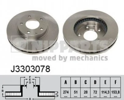 Гальмівний диск для Mazda NIPPARTS J3303078 фото товару