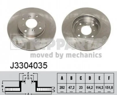 Диск гальмівний для NIPPARTS J3304035 фото товару