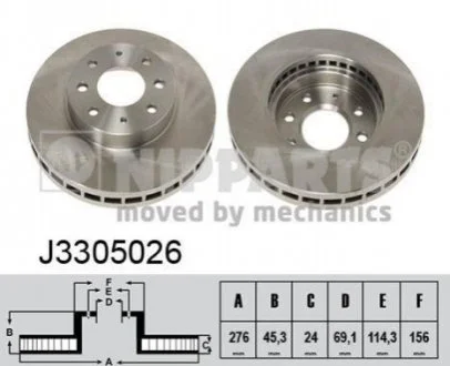 Гальмівний диск для Mitsubishi NIPPARTS J3305026 фото товару