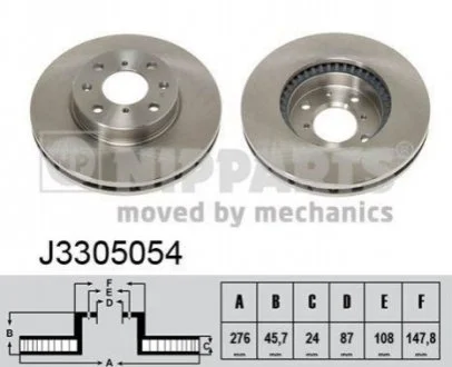 Гальмівний диск для Mitsubishi NIPPARTS J3305054 фото товару