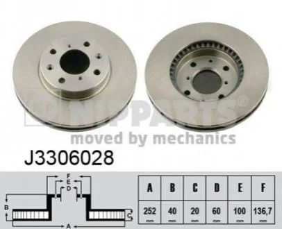 Гальмівний диск для NIPPARTS J3306028 фото товару