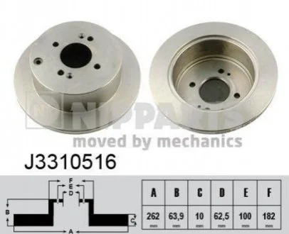 Гальмівний диск для NIPPARTS J3310516 фото товару