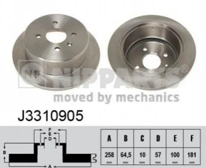 Гальмівний диск для NIPPARTS J3310905 фото товару