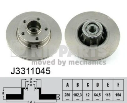 Гальмівний диск для NIPPARTS J3311045 фото товару