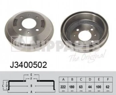 Тормозной барабан для Nissan, Renault, Hyundai NIPPARTS J3400502 фото товара