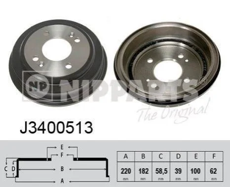 <strong>Гальмівний барабан NIPPARTS J3400513 (фото 1)</strong>