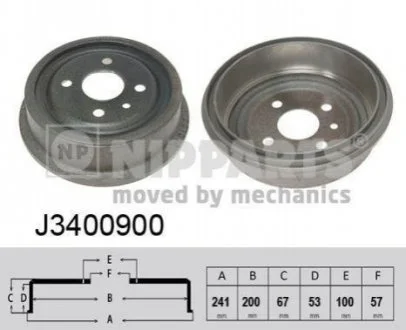Гальмівний барабан для Opel, Vauxhall, Daewoo, Chevrolet, Zaz NIPPARTS J3400900 фото товару