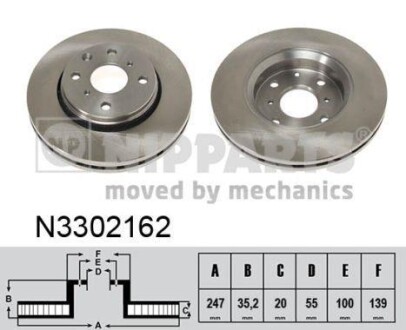 Гальмiвний диск NIPPARTS N3302162 фото товару