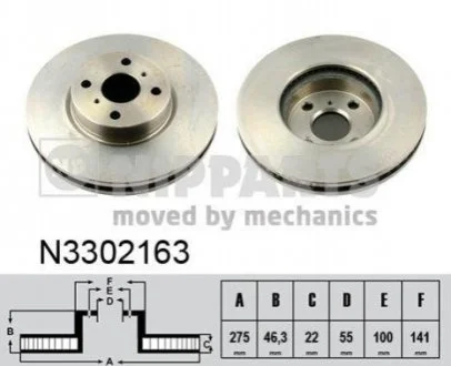 Диск гальмівний для NIPPARTS N3302163 фото товару
