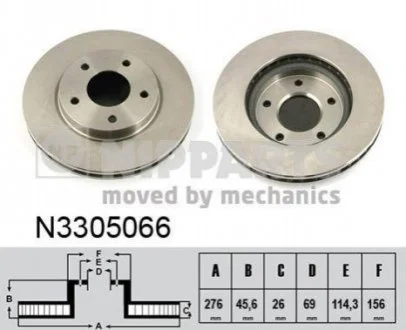 Гальмівний диск для Mitsubishi NIPPARTS N3305066 фото товару
