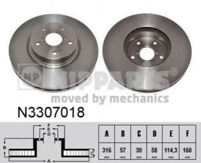 Диск гальмівний для NIPPARTS N3307018 фото товару