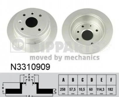 Гальмівний диск для NIPPARTS N3310909 фото товару