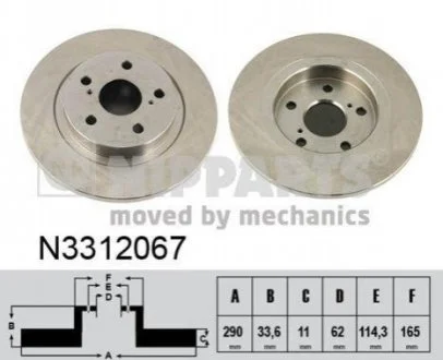 Тормозной диск для NIPPARTS N3312067 фото товара