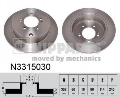Гальмівний диск для NIPPARTS N3315030 фото товару