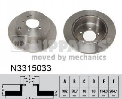 Гальмівний диск для NIPPARTS N3315033 фото товару