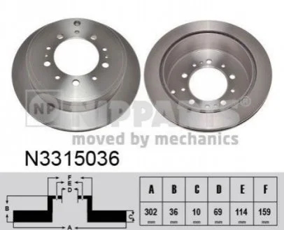 Гальмівний диск для Peugeot, Mitsubishi, Citroen NIPPARTS N3315036 фото товару