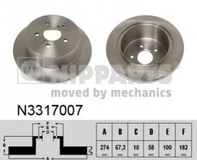 Гальмівний диск для NIPPARTS N3317007 фото товару