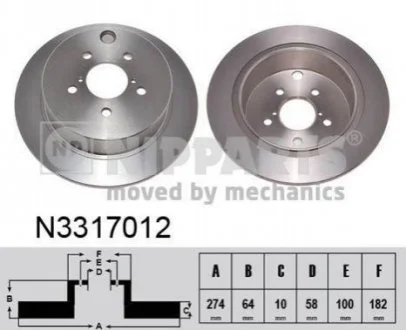 Гальмівний диск для NIPPARTS N3317012 фото товару