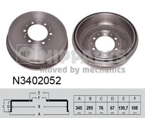 <strong>Гальмівний барабан NIPPARTS N3402052 (фото 1)</strong>