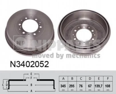 Гальмівний барабан для NIPPARTS N3402052 фото товару