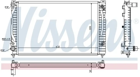 Радіатор охолодження двигуна A4 1.6i/1.8T/1.9TDI 95-05 AT (Øвпуск. 32/випуск. 32.5) для NISSENS 60494 фото товару